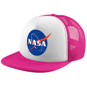 Nasa, Adult Soft Trucker Hat with Pink/White Mesh (POLYESTER, ADULT, UNISEX, ONE SIZE)