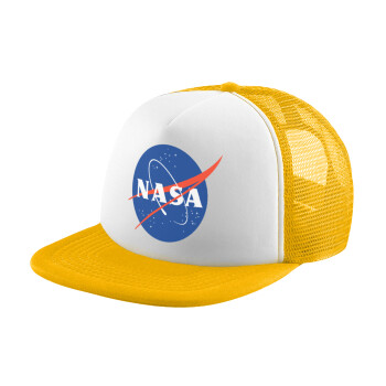 Nasa, Adult Soft Trucker Hat with Yellow/White Mesh (POLYESTER, ADULT, UNISEX, ONE SIZE)