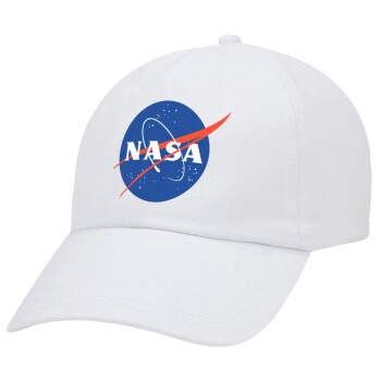 Nasa, Adult Baseball Cap White 5-panel (POLYESTER, ADULT, UNISEX, ONE SIZE)