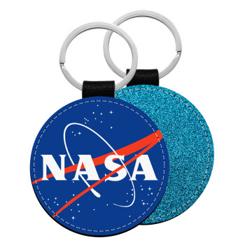 Nasa, Μπρελόκ Δερματίνη, στρογγυλό ΜΠΛΕ (5cm)