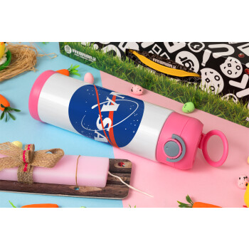 Nasa, Easter candle, Childrens hot water bottle, stainless steel, with safety straw, PINK (500ml)