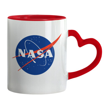 Nasa, Mug heart red handle, ceramic, 330ml