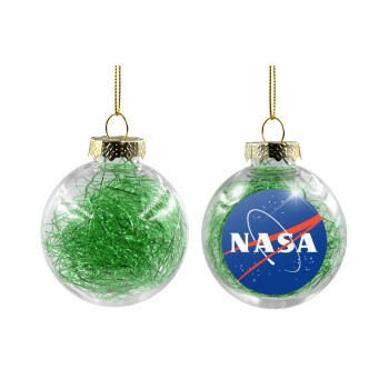 Nasa, Transparent Christmas tree ball ornament with green filling 8cm