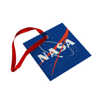 Nasa, Christmas ornament, glass square ornament 9x9cm