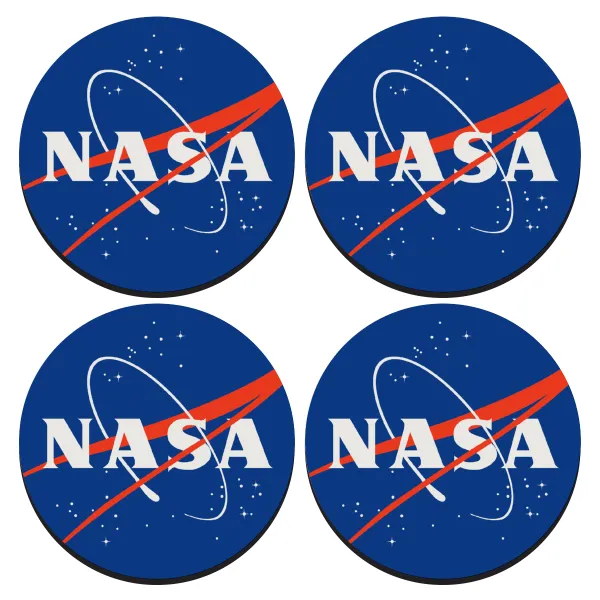Nasa — ΣΕΤ 4 Σουβέρ ξύλινα στρογγυλά (9cm)