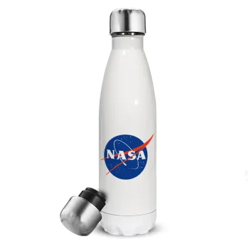 Nasa, Μεταλλικό παγούρι θερμός Λευκό (Stainless steel), διπλού τοιχώματος, 500ml