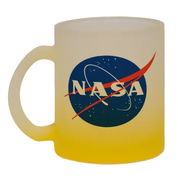 Nasa, Κούπα γυάλινη δίχρωμη με βάση το κίτρινο ματ, 330ml