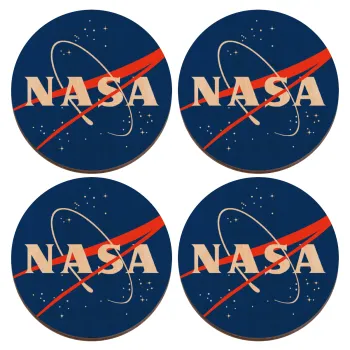 Nasa, ΣΕΤ x4 Σουβέρ ξύλινα στρογγυλά plywood (9cm)