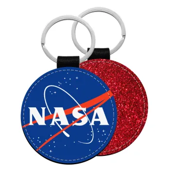 Nasa, Μπρελόκ Δερματίνη, στρογγυλό ΚΟΚΚΙΝΟ (5cm)