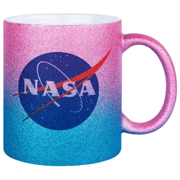 Nasa, Κούπα Χρυσή/Μπλε Glitter, κεραμική, 330ml