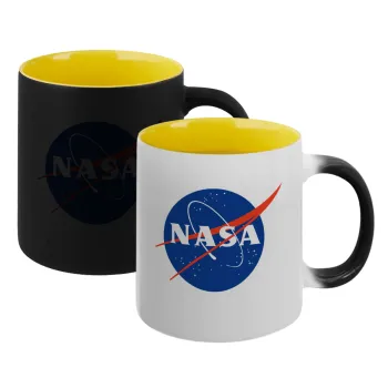 Nasa, Κούπα Μαγική εσωτερικό κίτρινη, κεραμική 330ml που αλλάζει χρώμα με το ζεστό ρόφημα