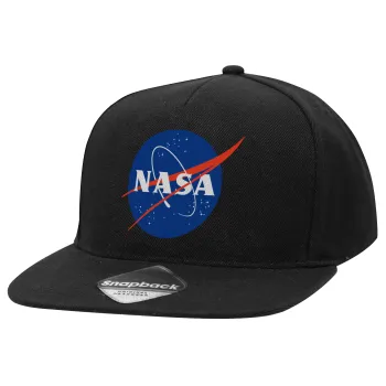 Nasa, Καπέλο Ενηλίκων Flat Snapback Μαύρο, (100% ΒΑΜΒΑΚΕΡΟ TWILL, ΕΝΗΛΙΚΩΝ, UNISEX, ONE SIZE)