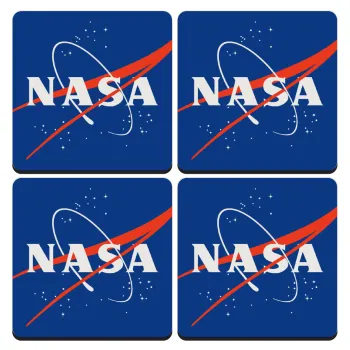 Nasa, ΣΕΤ 4 Σουβέρ ξύλινα τετράγωνα (9cm)