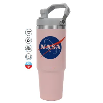 Nasa, Pink color, 890ml (30oz) stainless Steel Tumbler with Handle