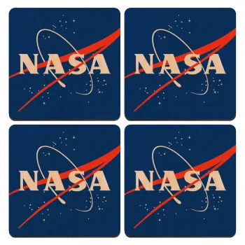 Nasa, ΣΕΤ x4 Σουβέρ ξύλινα τετράγωνα plywood (9cm)