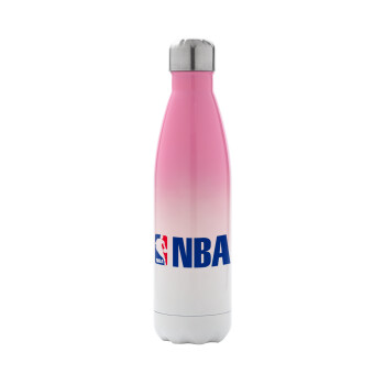 NBA, Μεταλλικό παγούρι θερμός Ροζ/Λευκό (Stainless steel), διπλού τοιχώματος, 500ml