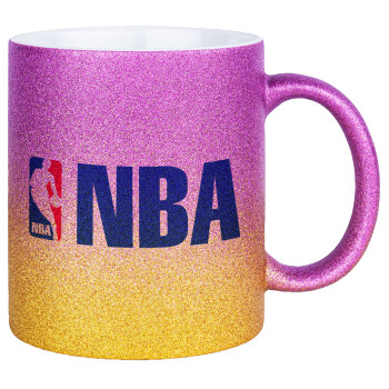 NBA, Κούπα Χρυσή/Ροζ Glitter, κεραμική, 330ml