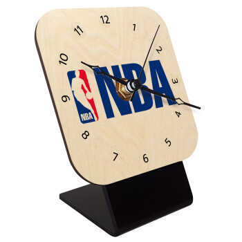 NBA, Quartz Table clock in natural wood (10cm)