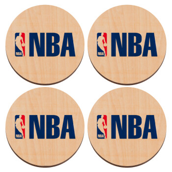 NBA, ΣΕΤ x4 Σουβέρ ξύλινα στρογγυλά plywood (9cm)