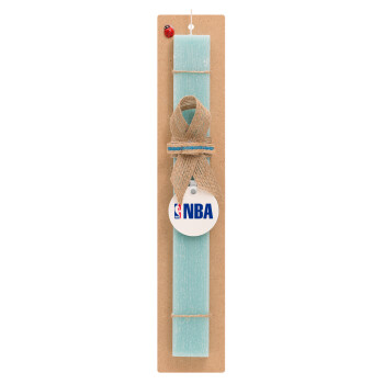 NBA, Πασχαλινό Σετ, ξύλινο μπρελόκ & πασχαλινή λαμπάδα αρωματική πλακέ (30cm) (ΤΙΡΚΟΥΑΖ)