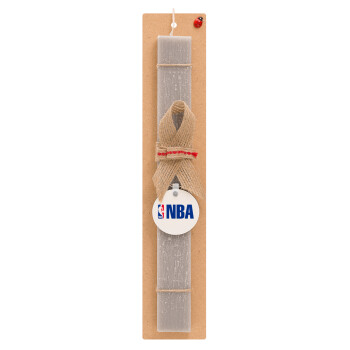 NBA, Πασχαλινό Σετ, ξύλινο μπρελόκ & πασχαλινή λαμπάδα αρωματική πλακέ (30cm) (ΓΚΡΙ)