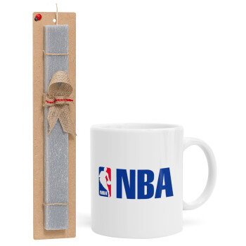 NBA, Easter Set, Ceramic Cup (330ml) & Easter aromatic flat candle (30cm) (GRAY)