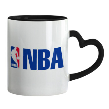 NBA, Mug heart black handle, ceramic, 330ml