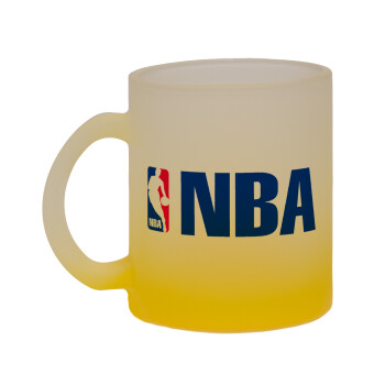 NBA, Κούπα γυάλινη δίχρωμη με βάση το κίτρινο ματ, 330ml