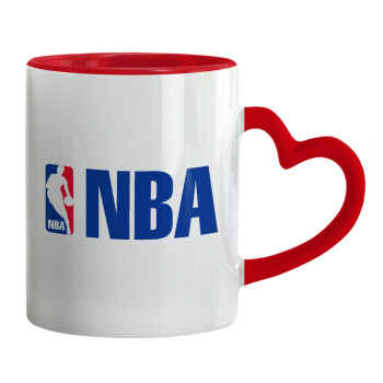 NBA, Mug heart red handle, ceramic, 330ml