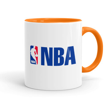 NBA, Κούπα χρωματιστή πορτοκαλί, κεραμική, 330ml