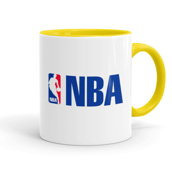 NBA, Κούπα χρωματιστή κίτρινη, κεραμική, 330ml