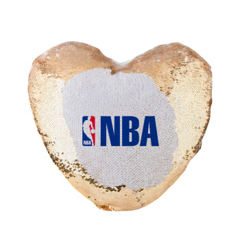 NBA, Μαξιλάρι καναπέ καρδιά Μαγικό Χρυσό με πούλιες 40x40cm περιέχεται το  γέμισμα