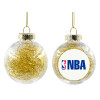 Transparent Christmas tree ball ornament with gold filling 8cm