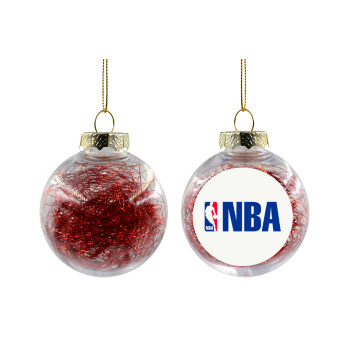 NBA, Χριστουγεννιάτικη μπάλα δένδρου διάφανη με κόκκινο γέμισμα 8cm
