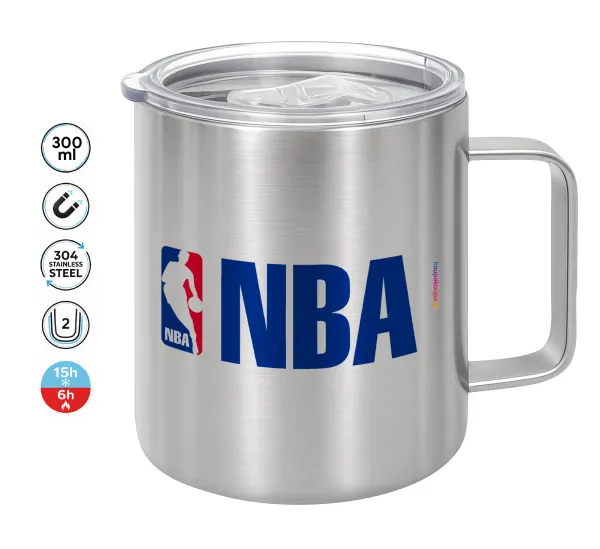 NBA — Double-walled stainless steel mug 300ml with temperature-retaining lid