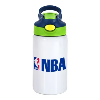 NBA, Παιδικό παγούρι θερμό, ανοξείδωτο, με καλαμάκι ασφαλείας, πράσινο/μπλε (350ml)