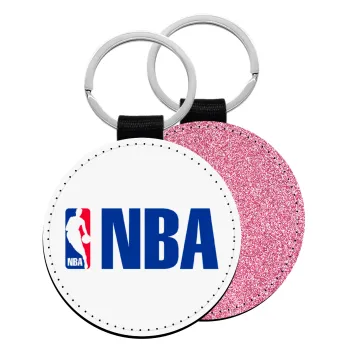 NBA, Μπρελόκ Δερματίνη, στρογγυλό ΡΟΖ (5cm)