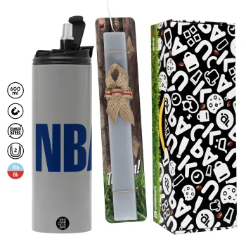 NBA, Easter candle with Grey Tumbler Thermo 600ml & aromatic flat candle (30cm) (GREY)