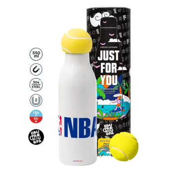 NBA, Μπάλα τένις μεταλλικό παγούρι θερμός, διπλού τοιχώματος, 550ml