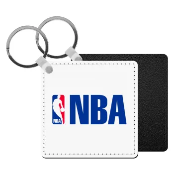 NBA, Μπρελόκ Δερματίνη, τετράγωνο ΜΑΥΡΟ (5x5cm)