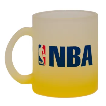 NBA, Κούπα γυάλινη δίχρωμη με βάση το κίτρινο ματ, 330ml