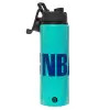 Metallic water bottle with safety lid, 850ml aluminum