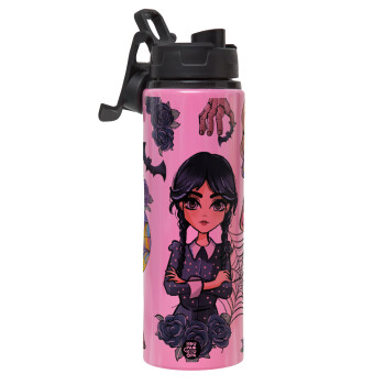 Wednesday and Enid Sinclair, Μεταλλικό παγούρι νερού με καπάκι ασφαλείας, αλουμινίου 850ml