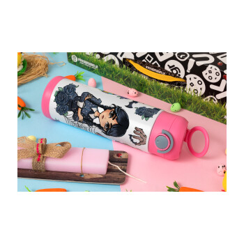 Wednesday and Enid Sinclair, Easter candle, Childrens hot water bottle, stainless steel, with safety straw, PINK (500ml)