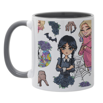 Wednesday and Enid Sinclair, Κούπα χρωματιστή γκρι, κεραμική, 330ml