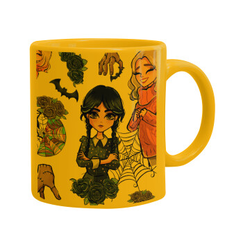 Wednesday and Enid Sinclair, Ceramic coffee mug yellow, 330ml (1pcs)