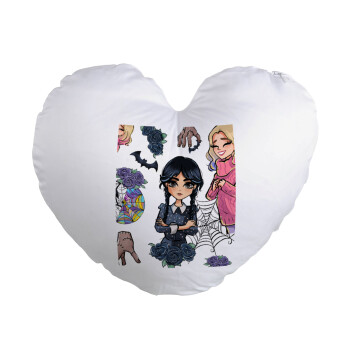 Wednesday and Enid Sinclair, Μαξιλάρι καναπέ καρδιά 40x40cm περιέχεται το  γέμισμα