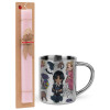 Easter Set, metallic thermal cup (300ml) & aromatic flat Easter candle (30cm) (PINK)