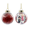 Transparent Christmas tree ball ornament with red filling 8cm