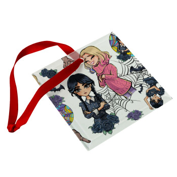 Wednesday and Enid Sinclair, Christmas ornament, glass square ornament 9x9cm